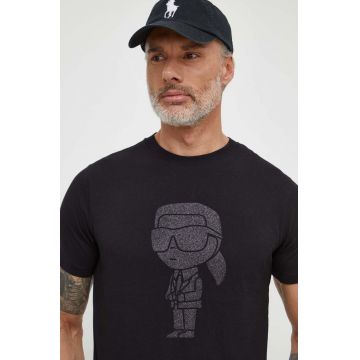 Karl Lagerfeld tricou din bumbac bărbați, culoarea negru, cu imprimeu 542241.755425