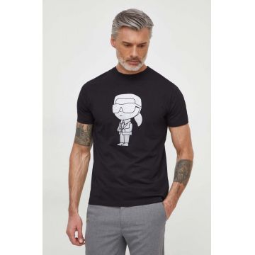 Karl Lagerfeld tricou din bumbac barbati, culoarea negru, cu imprimeu