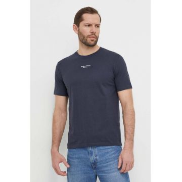 Marc O'Polo tricou din bumbac barbati, culoarea albastru marin, cu imprimeu