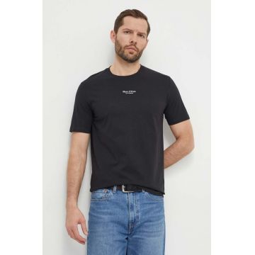 Marc O'Polo tricou din bumbac barbati, culoarea negru, cu imprimeu