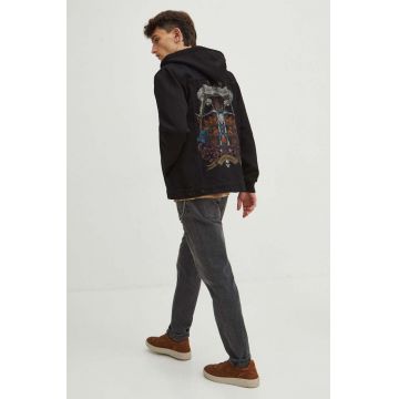 Medicine geacă din denim bărbați, culoarea negru, de tranziție