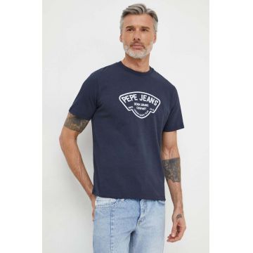 Pepe Jeans tricou din bumbac Cherry barbati, culoarea albastru marin, cu imprimeu