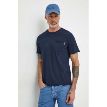 Pepe Jeans tricou din bumbac Single Carrinson barbati, culoarea albastru marin, neted