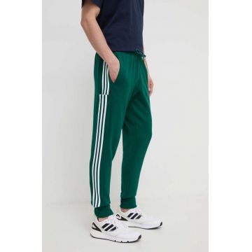 adidas pantaloni de trening din bumbac culoarea verde, cu imprimeu