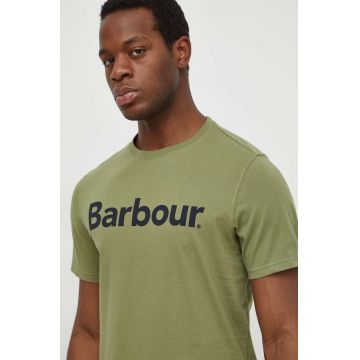 Barbour tricou din bumbac culoarea verde, cu imprimeu