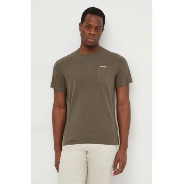 Barbour tricou din bumbac culoarea verde, neted