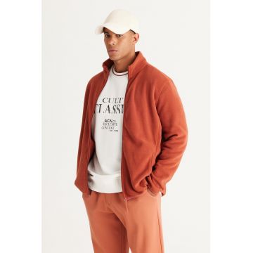 Bluza de trening din material fleece cu fermoar - Portocaliu