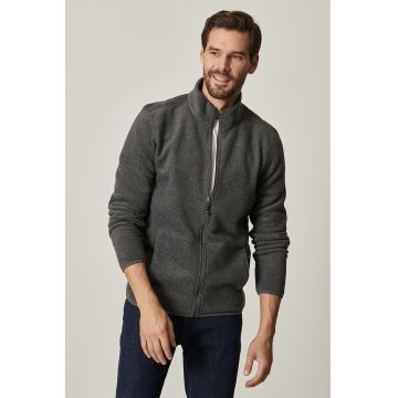 Bluza de trening din material fleece cu fermoar - Gri inchis