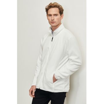 Bluza de trening din material fleece cu fermoar - Alb