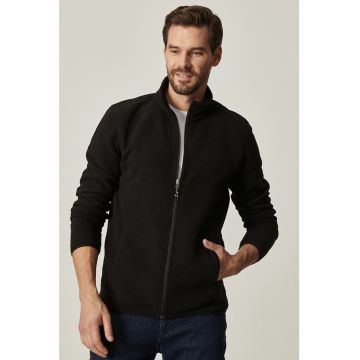 Bluza de trening din material fleece cu fermoar - Negru