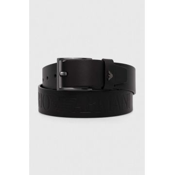 Emporio Armani curea de piele barbati, culoarea negru