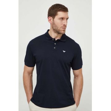 Emporio Armani polo de bumbac culoarea alb, neted