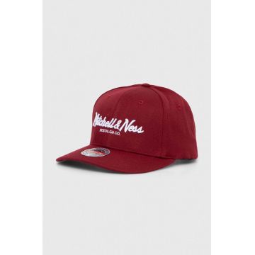 Mitchell&Ness șapcă din amestec de lână culoarea bordo, cu imprimeu