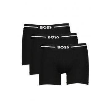 Set de boxeri din amestec de bumbac cu banda logo in talie - 3 perechi