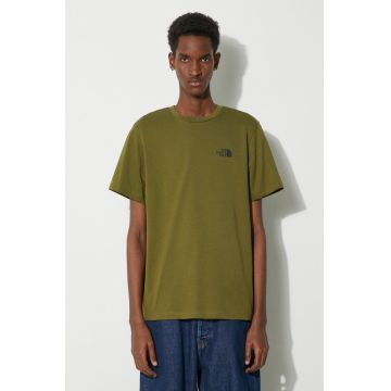 The North Face tricou M S/S Simple Dome Tee barbati, culoarea verde, cu imprimeu, NF0A87NGPIB1