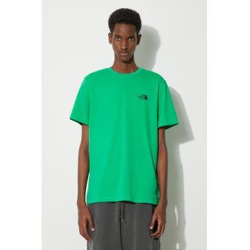 The North Face tricou M S/S Simple Dome Tee barbati, culoarea verde, cu imprimeu, NF0A87NGPO81