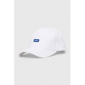 Hugo Blue șapcă de baseball din bumbac culoarea alb, cu imprimeu