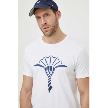 Joop! tricou din bumbac Alerio barbati, culoarea alb, cu imprimeu, 30042432 10017941