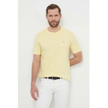 Marc O'Polo tricou din bumbac barbati, culoarea galben, neted