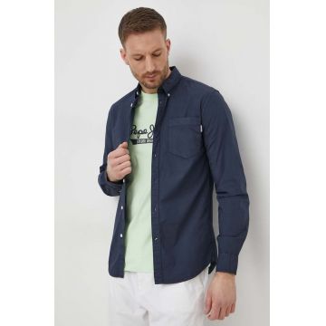 Pepe Jeans camasa din bumbac Prince barbati, culoarea albastru marin, cu guler button-down, regular