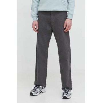 Quiksilver pantaloni de bumbac culoarea gri, drept