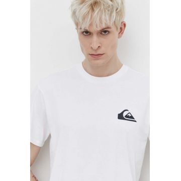 Quiksilver tricou din bumbac barbati, culoarea alb, cu imprimeu