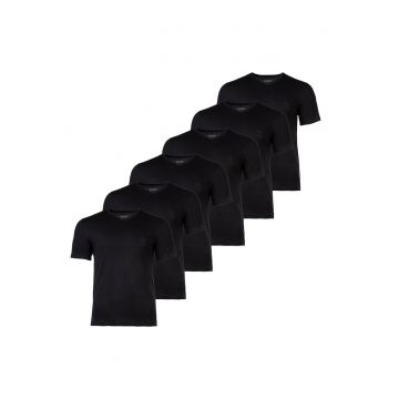 Set de tricouri cu decolteu in V - 6 piese - Negru