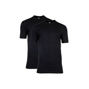 Set de tricouri cu decolteu la baza gatului - 2 piese - Negru