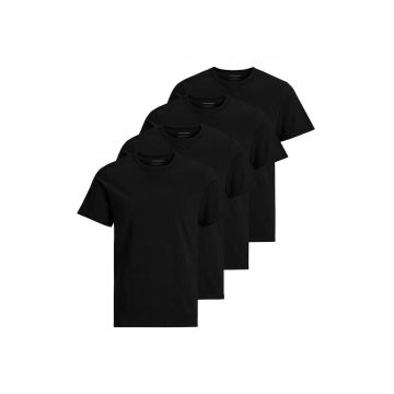 Set de tricouri cu decolteu la baza gatului Basic - 4 piese - Negru