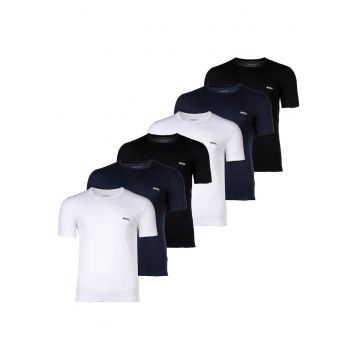 Set de tricouri cu decolteu rotund - 6 piese - Alb/Negru/Albastru