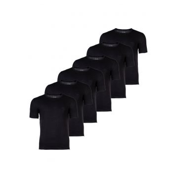 Set de tricouri cu decolteu rotund - 6 piese - Negru