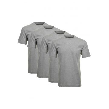 Set de tricouri de casa cu decolteu la baza gatului - 4 piese - Gri