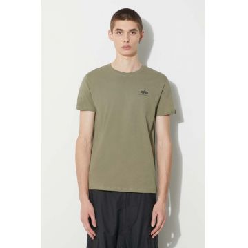 Alpha Industries tricou din bumbac Basic T Small Logo culoarea verde, uni 188505.11-green