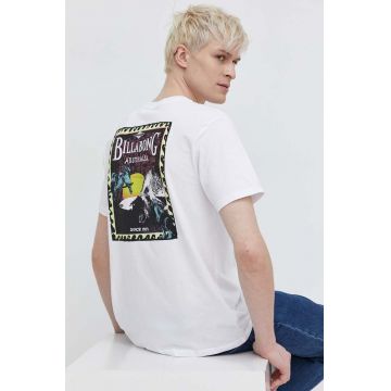 Billabong tricou din bumbac barbati, culoarea alb, cu imprimeu