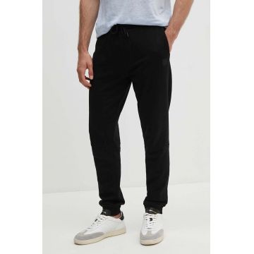 BOSS Orange pantaloni de trening din bumbac culoarea negru, melanj