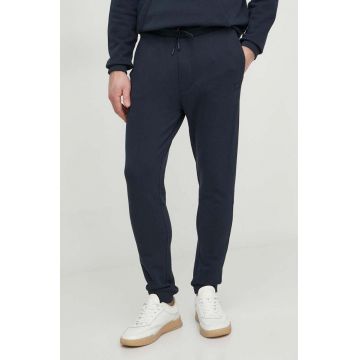 BOSS Orange pantaloni de trening din bumbac culoare albastru melange