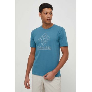 Columbia tricou sport Pacific Crossing II culoarea turcoaz, cu model 2036472