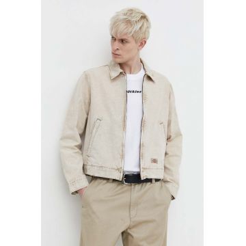 Dickies geacă din denim NEWINGTON JACKET bărbați, culoarea bej, de tranziție, DK0A4YQN