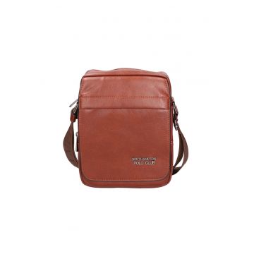 Geanta crossbody de piele ecologica 24583 - Maro inchis