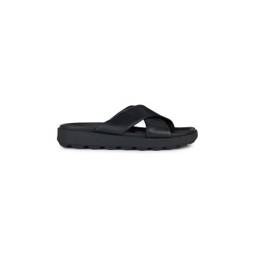 Geox slapi de piele U SPHERICA EC6 barbati, culoarea negru, U45GWB 00085 C9999