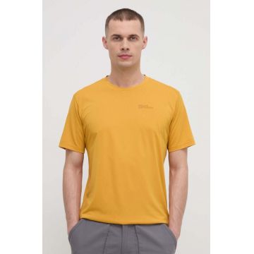 Jack Wolfskin tricou sport Delgami culoarea galben, neted, 1809811