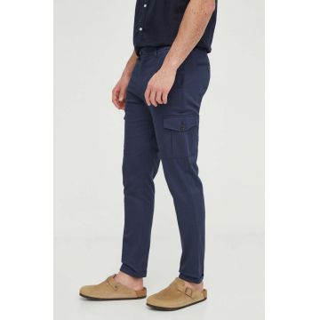 Les Deux pantaloni barbati, culoarea albastru marin, mulata