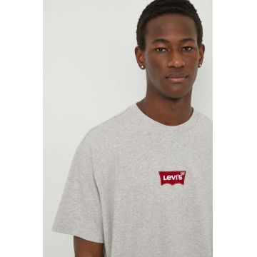 Levi's tricou din bumbac barbati, culoarea gri, cu imprimeu