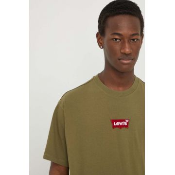 Levi's tricou din bumbac barbati, culoarea verde, cu imprimeu