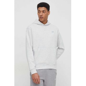 New Balance hanorac de bumbac barbati, culoarea gri, cu glugă, melanj
