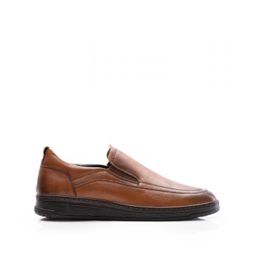 Pantofi casual bărbați din piele naturală, Leofex - Mostră 973 Cognac Box