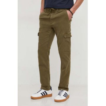 Pepe Jeans pantaloni barbati, culoarea verde, mulata