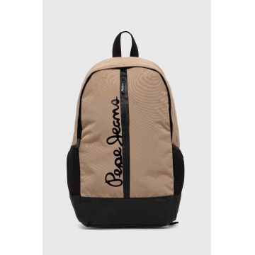 Pepe Jeans rucsac barbati, culoarea bej, mare, cu imprimeu