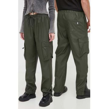 Rains pantaloni de trening 18850 Pants culoarea verde, neted