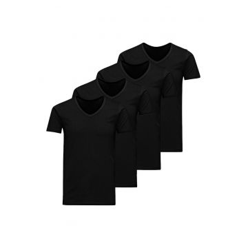 Set de tricouri cu decolteu in V Basic - 4 piese